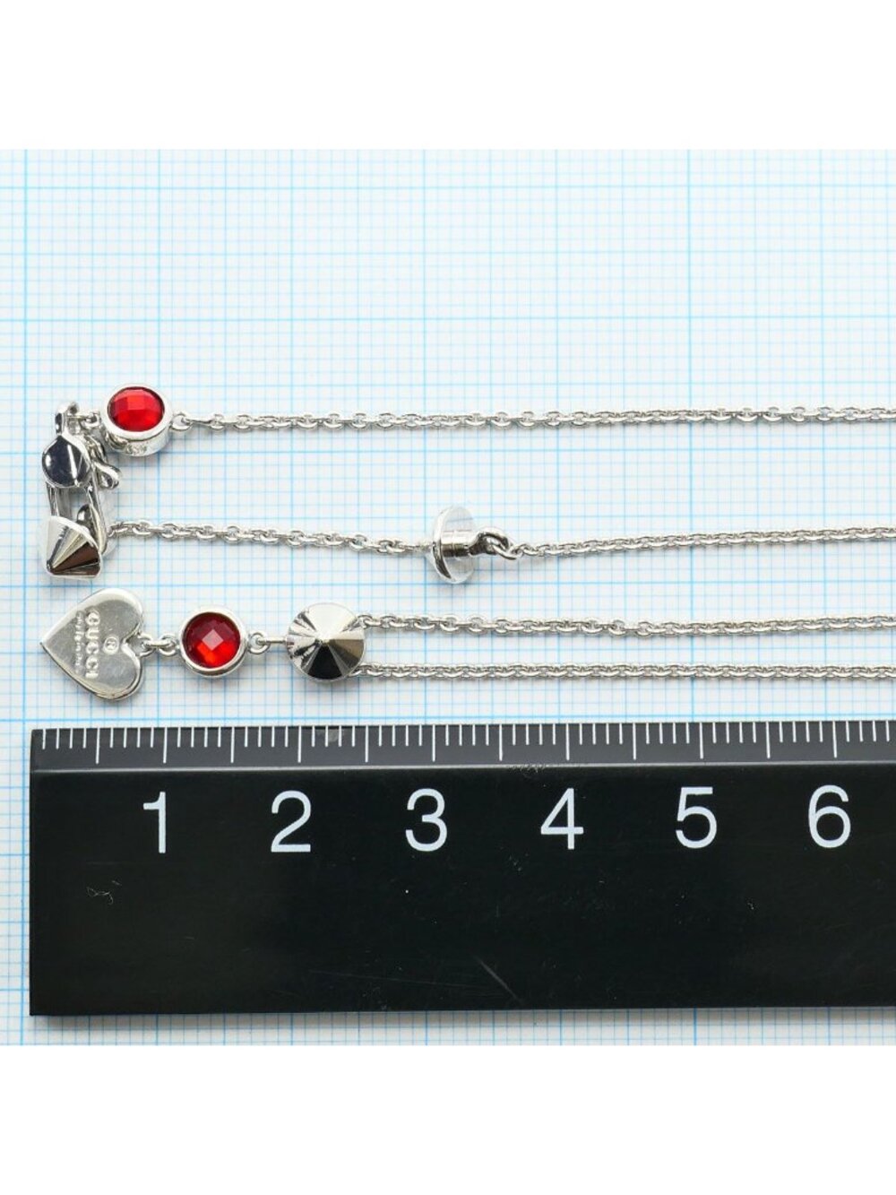 Gucci 925 Sterling Silver Necklace Red Topaz 41 cm - Picture 5 of 6